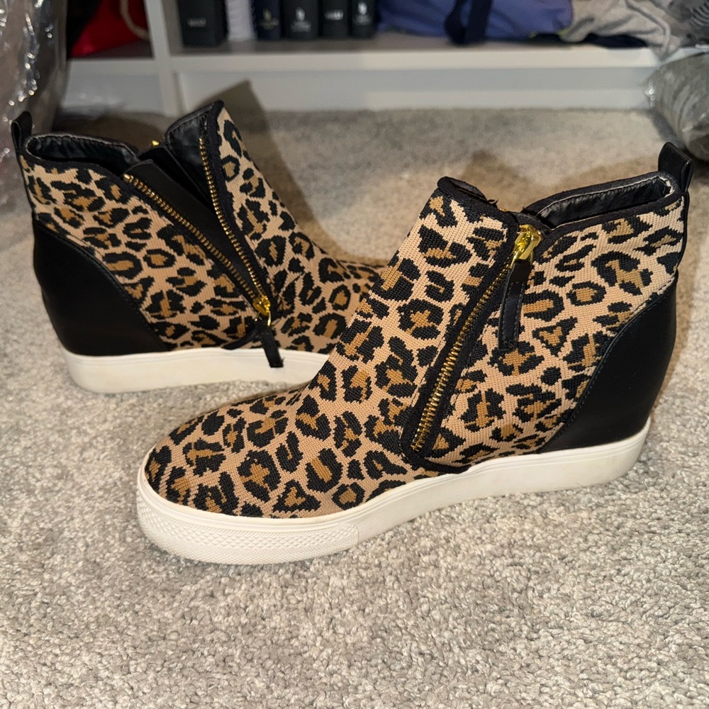 Steve Madden Leopard Print Sneakers with Black Accents